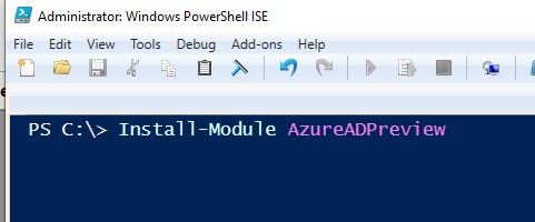 Install-Module AzureADPreview