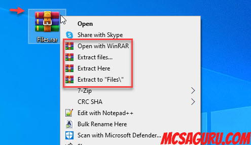 Extract RAR file with Winrar
