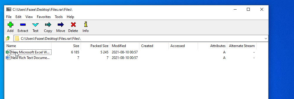 Rar file opned with 7zip