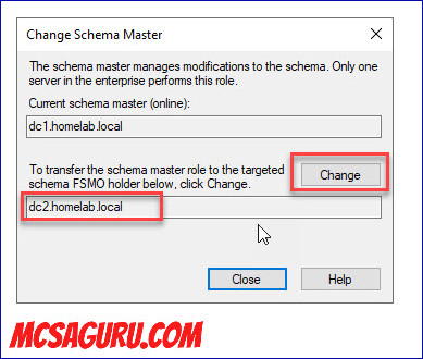 change the schema master to new dc